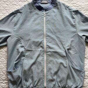 Blair Blue and White Striped Bomber Jacket